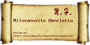 Milovanovits Henrietta névjegykártya